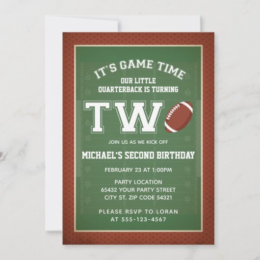 Fußball Zweite Geburtstagspartei Einladung (Vorderseite)