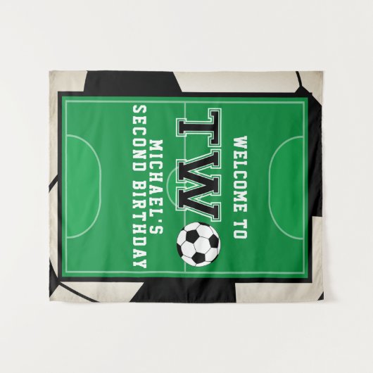 Fußball - zweiter Geburtstag Wandteppich (Vorderseite (Horizontal))