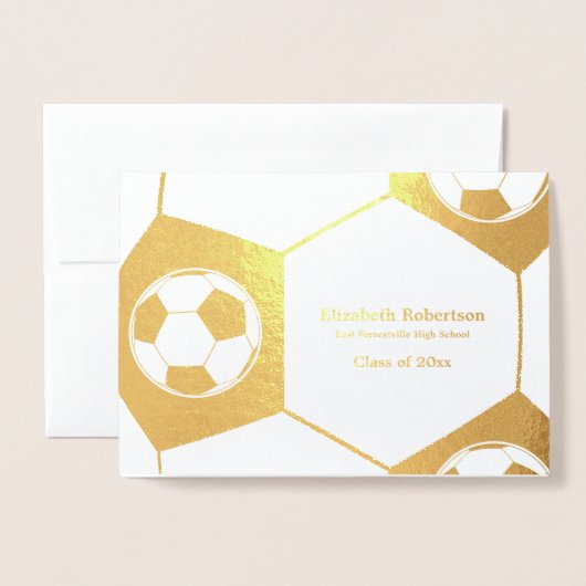 Fußballathlet-Abschlussfeier Gold Folienkarte (Vorderseite mit Umschlag)