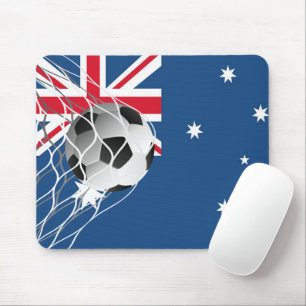 Fußballball auf australischer Flagge Mousepad