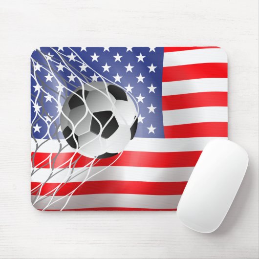 Fußballball auf US-Flagge Mousepad (Mit Mouse)