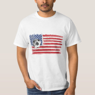 Fußballball auf US-Flagge T-Shirt