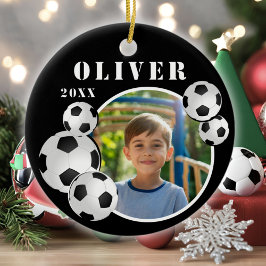 Fußballball Black Sports Foto Keramik Ornament