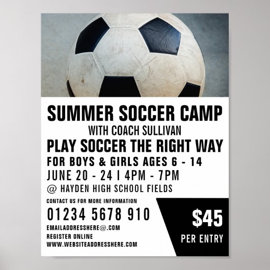Fußballball, Fußballcampwerbung Poster (Vorne)
