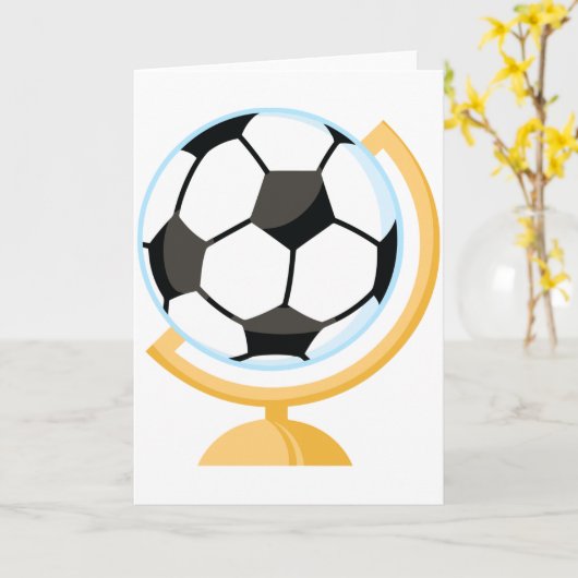 Fußballball Globe Grußkarten Karte (Gelbe Blume)