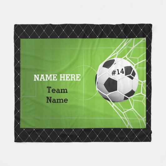 Fußballball im Netz Fleecedecke (Vorderseite (Horizontal))