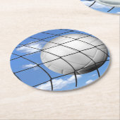 Fußballball im Netz Runder Pappuntersetzer (Angewinkelt)