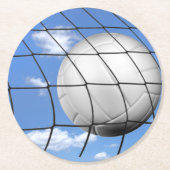 Fußballball im Netz Runder Pappuntersetzer (Vorderseite)