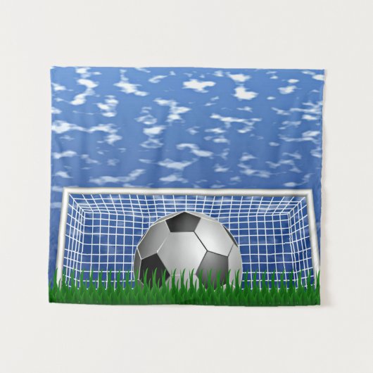 Fußballball im Netz Wandteppich (Vorderseite (Horizontal))