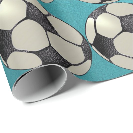 Fußballball/Light Sky Blue 1 Geschenkpapier (Rolleneckpunkt)