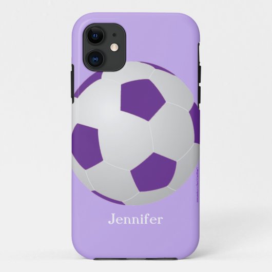 Fußballball, Lila, Personalisierter Name Case-Mate iPhone Hülle (Rückseite)