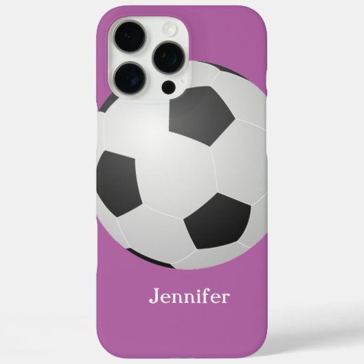 Fußballball, Lila, Personalisierter Name Case-Mate iPhone Hülle (Rückseite)