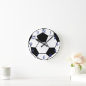 Fußballball mit Blue Wall Clock Runde Wanduhr (Zuhause)