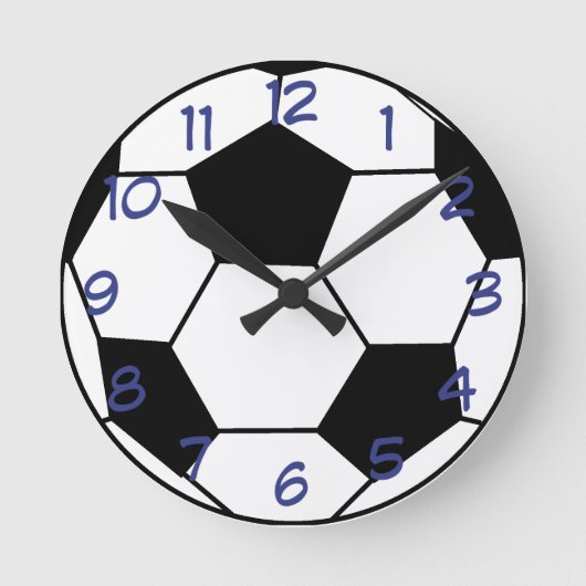 Fußballball mit Blue Wall Clock Runde Wanduhr (Vorderseite)