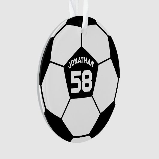 Fußballball mit dem Foto Name und Jersey Number Ornament (Vorderseite)