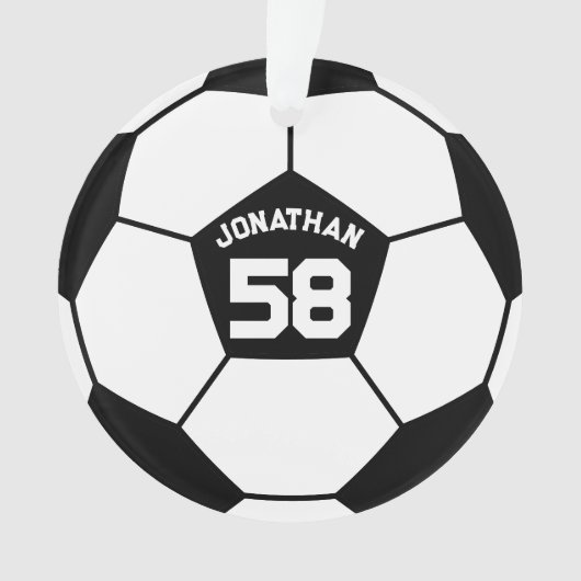 Fußballball mit dem Foto Name und Jersey Number Ornament (Vorderseite)