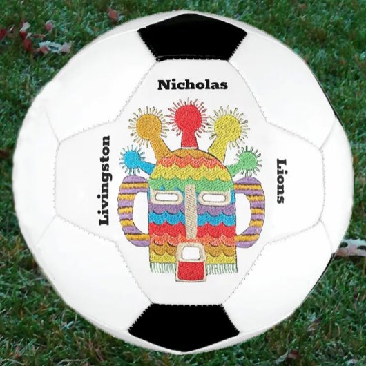 Fußballball mit Diablo Huma Kunstwerk Fußball