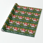 Fußballball mit Weihnachtsmannmütze Geschenkpapier (Ungerollt)