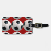 Fußballball-Muster in Rot Gepäckanhänger (Vorderseite horizontal)