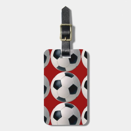 Fußballball-Muster in Rot Gepäckanhänger (Vorderseite vertikal)