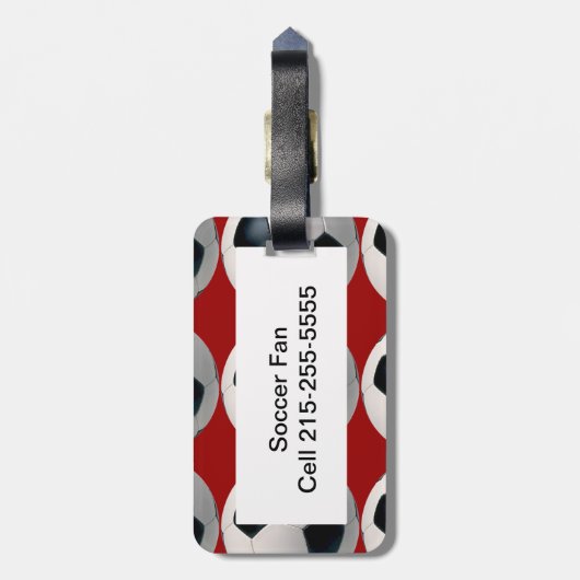 Fußballball-Muster in Rot Gepäckanhänger (Rückseite vertikal)
