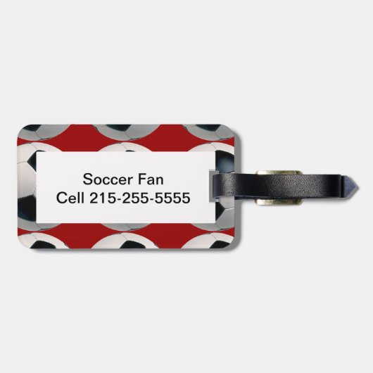 Fußballball-Muster in Rot Gepäckanhänger (Rückseite horizontal)