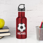 Fußballball Personalisierte Kinder Edelstahlflasche<br><div class="desc">Personalisiertes Design für Ihre kleinen Sportler und Sportfans.</div>