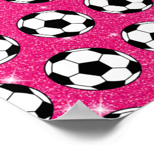 Fußballball Pink Frost Glitzer Sport Player Weiß Poster