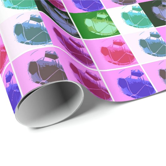 Fußballball Pop Kunst Geschenkpapier (Rolleneckpunkt)