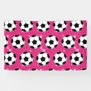 Fußballball Rosa Frost Glitzer Sport Player White Banner