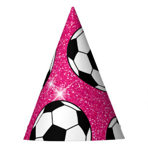 Fußballball Rosa Frost Glitzer Sport Player White Partyhütchen