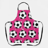 Fußballball Rosa Frost Glitzer Sport Player White Schürze (Vorderseite)