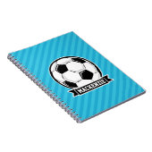 Fußballball; Sky Blue Stripes Notizblock (Rechte Seite)