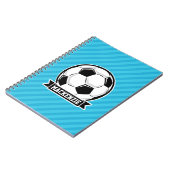 Fußballball; Sky Blue Stripes Notizblock (Linke Seite)