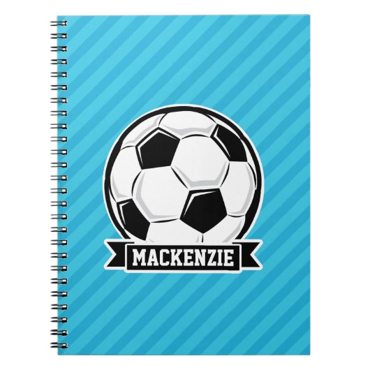 Fußballball; Sky Blue Stripes Notizblock (Vorderseite)