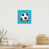 Fußballball; Sky Blue Stripes Poster (Küche)