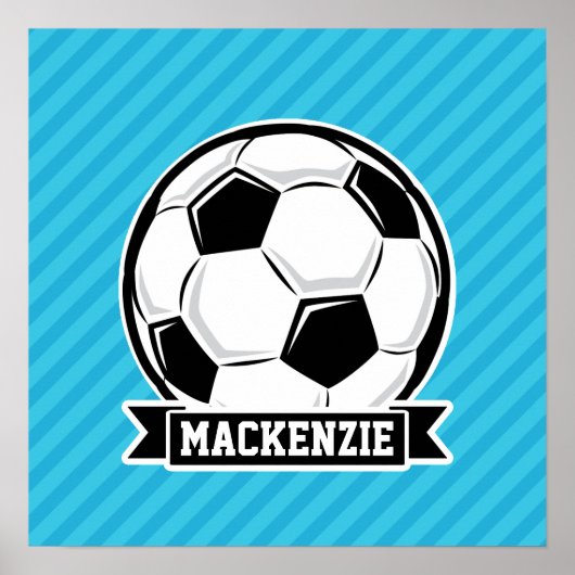 Fußballball; Sky Blue Stripes Poster (Vorne)