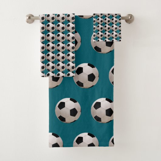 Fußballball-Thema Türkis Badhandtuch Set (Insitu)