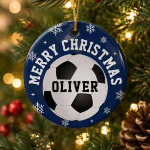 Fußballbälle Kinder Name Weihnachten  Keramik Ornament