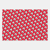 Fußballbälle Sport Muster rot Mannschaftsfarben Geschenkpapier Set (Vorderseite 2)
