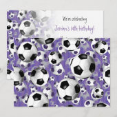 Fußballbälle überall Fußball Party lila Einladung (Vorne/Hinten)