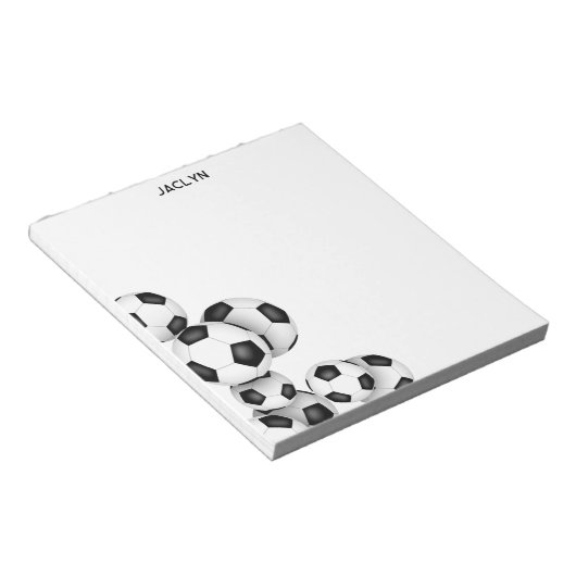 Fußbälle Akzent individuelle Name Notizblock (angewinkelt)