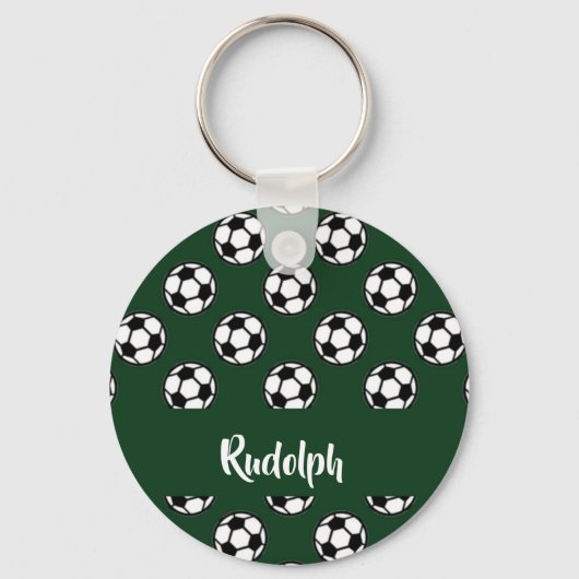 Fußbälle grünes Muster Schlüsselanhänger (Vorderseite)