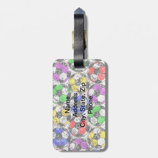 FUSSBÄLLE IN DER CHAOTISCHEN FARBE GEPÄCKANHÄNGER (Rückseite vertikal)