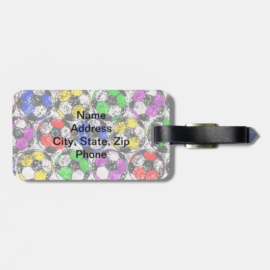 FUSSBÄLLE IN DER CHAOTISCHEN FARBE GEPÄCKANHÄNGER (Rückseite horizontal)