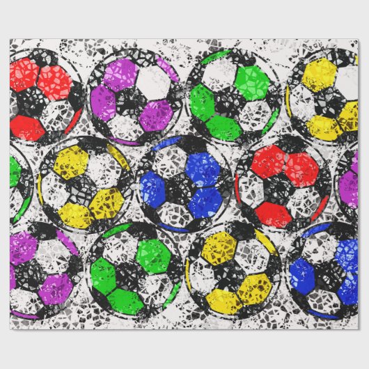 FUSSBÄLLE IN DER CHAOTISCHEN FARBE GESCHENKPAPIER (Flach)