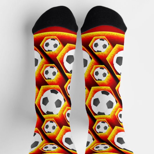 Fussbälle in glühenden Waben Eyecatcher Socken (Oben)