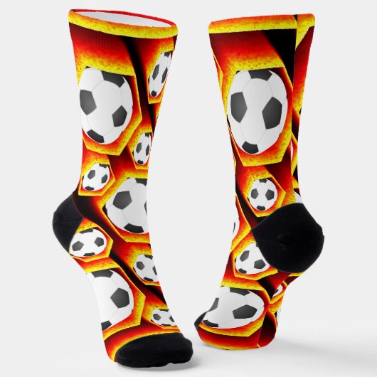 Fussbälle in glühenden Waben Eyecatcher Socken (Gewinkelt)