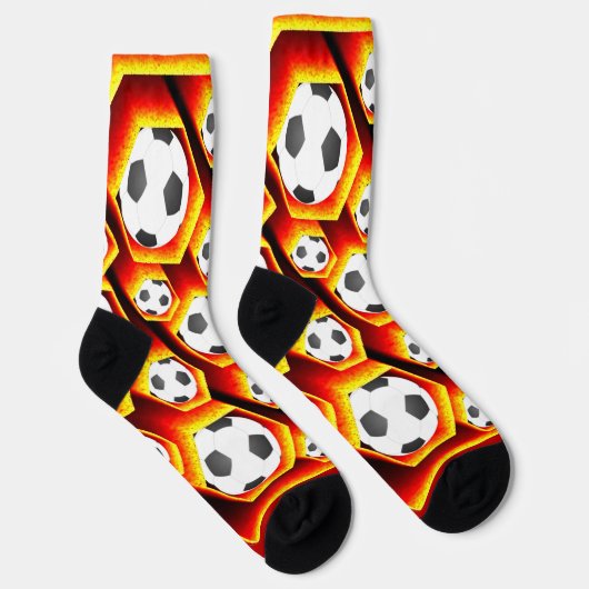 Fussbälle in glühenden Waben Eyecatcher Socken (Rechts)