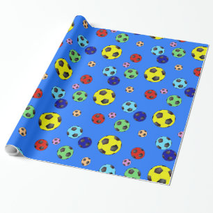 Fußbälle in vielen Farben Geschenkpapier